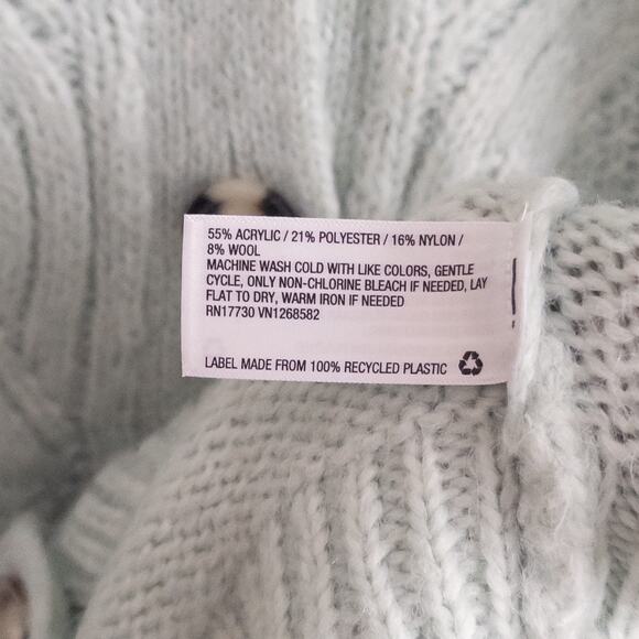 A New Day Wool Blend Fisherman Mint Green Cardigan Sweater Size XS - Picture 8 of 9